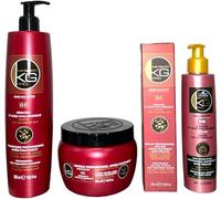 Keragold Pro - Pack Ultime Premium 4 Produits - Sans Sulfates Shampoing 500ml + Masque 500ml + Sérum 100ml + Soin Sans Rincage (Kg Dd Keratine & Acide Hyaluronique)[Z1625]