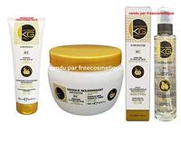 KERAGOLD PRO - Traitement Complet Sans Sulfates Gamme AB - Shampoing 250ml + Masque 500ml + Sérum 100ml - Kératine & Huile de Coco - Nutrition, Réparation & Douceur