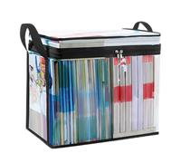 KERALI Sac de rangement transparent pour livres - Sac de rangement transparent avec poignée | Boîte de rangement anti-poussière pour bandes dessinées | Boîte de rangement pliable | 38,1 x 24,1 x 32 cm