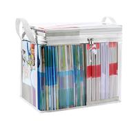 KERALI Sac de rangement transparent pour livres - Sac de rangement transparent avec poignée | Boîte de rangement anti-poussière pour bandes dessinées | Boîte de rangement pliable | 38,1 x 24,1 x 32 cm
