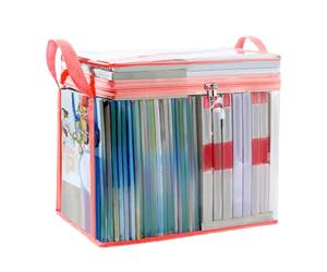 KERALI Sac de rangement transparent pour livres - Sac de rangement transparent avec poignée | Boîte de rangement anti-poussière pour bandes dessinées | Boîte de rangement pliable | 38,1 x 24,1 x 32 cm