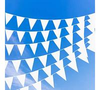 KERANEET 12m Guirlande de Fanions Blanc 50 Pièces Blanc Drapeau Triangle Guirlande de Fanions en Tissu pour Décorations de Mariage Fête Anniversaire Jardin