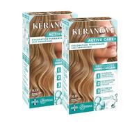 KERANOVE - Coloration Permanente Dermo-Capillaire Sans Ammoniaque - Odeur douce - Kératine végétale et Prébiotiques - 8.0 Blond Clair Naturel - x2