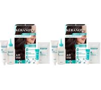 KERANOVE - Coloration Permanente Dermo-Capillaire Sans Ammoniaque - Odeur douce - Kératine végétale et Prébiotiques - 4.0 Châtain Naturel (Lot de 2)