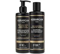 Kerargan - Duo Anti-Chute Shampoing & Après-shampoing à l'Huile de Ricin pour Cheveux Secs, Cassants, Dévitalisés - Favorise la Croissance - Sans Sulfate, Silicone, OGM - 2x250ml