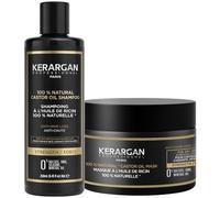 Kerargan - Duo Anti-Chute Shampoing & Masque à l’Huile de Ricin pour Cheveux Secs, Fragilisés, Dévitalisés - Booste la Croissance - Sans Sulfate, Silicone, OGM - 2x250ml ml