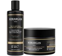 Kerargan - Duo Anti-Chute Shampoing & Masque à l’Huile de Ricin pour Cheveux Secs, Fragilisés et Dévitalisés - Booste la Croissance - Sans Sulfate, Silicone, OGM, Huile Minérale - 2x250 ml