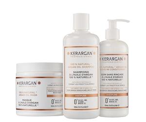 Kerargan - Duo Disciplinant Shampoing & Masque à l'Huile d'Argan Pour Cheveux Indisciplinés, Secs & Frisés - Combat les Frisottis & Démêle - Sans Sulfate, OGM, Silicone, Huile minéral - 2x500ml