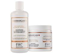 Kerargan - Duo Disciplinant Shampoing & Masque à l'Huile d'Argan Pour Cheveux Indisciplinés, Secs & Frisés - Combat les Frisottis & Démêle - Sans Sulfate, OGM, Silicone, Huile minéral - 2x500ml