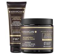Kerargan - Duo Anti-Chute Masque et Gommage à l'Huile de Ricin Pour Cheveux Secs, Cassants et Dévitalisés - Renforce et Favorise la Croissance - Sans Sulfate, OGM et Silicone - 500ml + 250ml