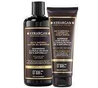 Kerargan - Duo Anti-Chute Shampoing & Gommage à l'Huile de Ricin Pour Cheveux Secs, Cassants, Dévitalisés - Purifie, Fortifie, Favorise la Croissance - Sans Sulfate, Paraben, Silicone - 500ml+250ml