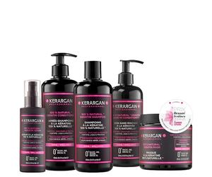 Kerargan - Ensemble Ultra Réparateur Shampoing, Après-shampoing, Masque, Sérum & Leave-In à la Kératine - Rénove & Protège Cheveux Abîmés - Sans Sulfate, OGM, Silicone - 3x500 ml + 100 ml + 350 ml