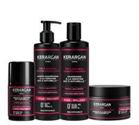 KERARGAN - Routine Kératine 4 Soins Cheveux Abîmés - 3x250ml+50ml | Shampoing, après-shampoing, masque et sérum, routine complète pour réparer, lisser et protéger les cheveux abîmés