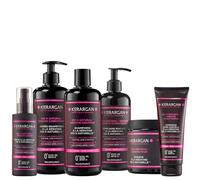 KERARGAN - Routine Kératine 6 Soins Complète - 3x500ml+100ml+350ml+250ml | Shampoing, après-shampoing, masque, sérum, soin sans rinçage et gommage, routine réparatrice complète