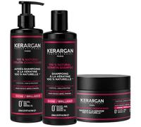 Kerargan - Trio Ultra Réparateur Shampoing, Après-shampoing & Masque à la Kératine pour Cheveux Abîmés et Stressés - Nourrit, Lisse & Renforce - Sans Sulfate, OGM, Silicone - 3x250ml