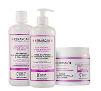Kerargan - Trio Volumisant Shampoing, Après-shampoing & Masque Biotine & Collagène pour Cheveux Plats - Sans Sulfate - 3x500ml