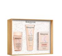 Kérastase Gloss Absolu Trio for Glossy Hair, Glaze Drops Hair Oil & Travel Size Shampoo & Conditioner with Hyaluronic Acid