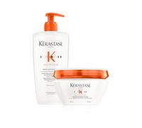 KÉRASTASE Nutritive - Routine Cheveux Secs & Très Secs, Moyens à Epais - Shampoing Bain Satin Riche 500 ml + Masque Cheveux Masquintense Riche - Apporte des Nutriments Essentiels & Nourrit Intensément
