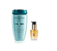 KÉRASTASE Résistance & Élixir Ultime - Routine Réparatrice & Sublimatrice pour Cheveux Abîmés - Bain Force Architecte (250 ml) + Huile Capillaire Nourrissante Multi-Usage (30ml)