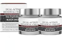 KéRatine Effacer Double Action CrèMe De Renouvellement, Riz Noir Et Blanc CrèMe RéParatrice Apaisante, AméLiore La BarrièRe De L’Humidité De La Peau,2pcs