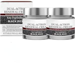 KéRatine Effacer Double Action CrèMe De Renouvellement, Riz Noir Et Blanc CrèMe RéParatrice Apaisante, AméLiore La BarrièRe De L’Humidité De La Peau,2pcs