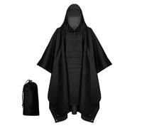 Keratobleem Poncho Pluie Imperméable avec Capuche, Poncho Imperméable Multifonctionnel 3 en 1, Poncho Imperméable Unisexe, Réutilisable,Cape de Pluie pour Moto/Vélo -Noir