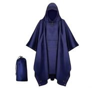Keratobleem Poncho Pluie Imperméable avec Capuche, Poncho Imperméable Multifonctionnel 3 en 1, Poncho Imperméable Unisexe, Réutilisable,Cape de Pluie pour Moto/Vélo -Bleu