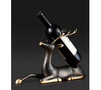 KERAXL Porte-bouteilles en laiton fabriqué à la main en forme de cerf, figurine d'animal créative Buck Statue pour la maison, le salon, le bureau, l'armoire à vin décorative en cuivre, collection