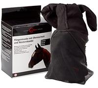 Kerbl Masque anti-insectes 321267 pour poney avec protection oreilles et franges naseaux Noir
