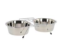 Kerbl Gamelles pour chien en inox avec support 2 x 1800 ml Argent