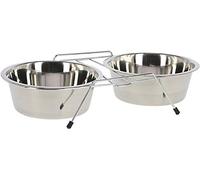 Kerbl Gamelles pour chien Inox avec support 2 x 900 ml Argent