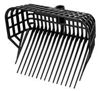 Kerbl Fourche à fumier sans manche (fourche à fumier à grande capacité, 17 dents, plastique incassable, fourche à copeaux noire, dimensions 38x30 cm) 326056