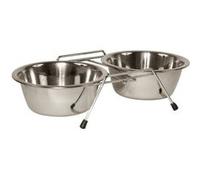 Kerbl Chien Gamelles Inox et Support 2x1800 ml, Argent