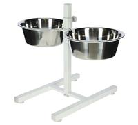 Kerbl gamelle pour Chien, Blanc, 54x27x43 cm, 2x1800 ML, Cadre en Acier, 2 gamelles en Acier Inoxydable, Hauteur réglable en continu, gamelle surélevée