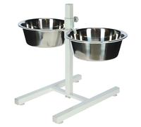 Kerbl gamelle pour Chien, Blanc, 54x27x43 cm, 2x2800 ML, Cadre en Acier, 2 gamelles en Acier Inoxydable, Hauteur réglable en continu, gamelle surélevée