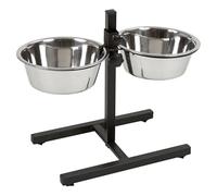 Kerbl Mangeoire pour chien réglable avec bols en acier inoxydable 2 x 2800 ml, H 43 cm, noir