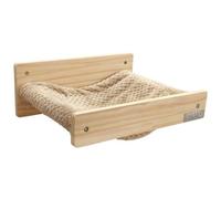 KERBL - Hamac mural pour chats - TIMBER - 38 x 33,5 x 16 cm - Bois massif - Tissu peluche