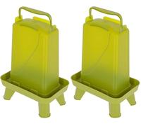Kerbl Hobbyfarming Abreuvoir avec Pieds 3,5 L pour volaille, Plastique, Vert (Lot de 2)