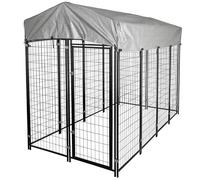Kerbl Hobbyfarming Enclos Space, enclos libre, clôture pour poules, noir, métal revêtu par poudre, 243x127x186cm, distance entre les barreaux 10cm, protection solaire
