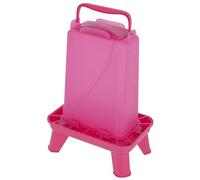 Kerbl Hobbyfarming mangeoire automatique sur pieds, 5,5 l, rose, 19,5 x 28,5 x 39,5 cm, mangeoire pour volaille, distributeur de nourriture, plastique, volaille