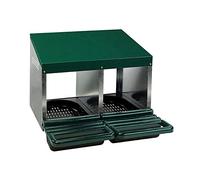 Kerbl Pondoir poule 2 compartiments – métal galvanisé, 53×52×43,5 cm, vert foncé, trappe amovible