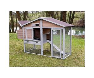 Kerbl Hobbyfarming Poulailler Bonny, 181 x 65 x 118 cm, 2 perchoirs, 2 pondoirs, enclos intégré