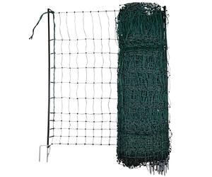 Kerbl Hobbyfarming PoultryNet, 106 cm, 25 m, Filet pour volailles, Filet de clôture, impuissant, Double Pointe, Vert, 8 piquets, Poules, oies, dindes, Garantie 3 Ans Contre Les UV
