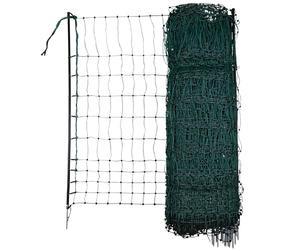 Kerbl Hobbyfarming PoultryNet, 106 cm, 50 m, Filet pour volailles, Filet de clôture, impuissant, Simple Pointe, Vert, 15 piquets, Poules, oies, dindes, Garantie 3 Ans Contre Les UV