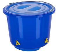 Kerbl Hobbyfarming Seau à Abreuvoir, Abreuvoir pour volailles, Bleu, 33x33x26,5cm, 12l, Plastique, avec 4 abreuvoirs à tétines, poignée en Acier Inoxydable, Couvercle en Plastique