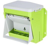 Kerbl Hobbyfarming SmartCoop Mangeoire Automatique avec clapet de Protection, récipient à Nourriture, Vert, Gris Clair, 36x27x34cm, Plastique, Poules, Support Mural Inclus, Durable