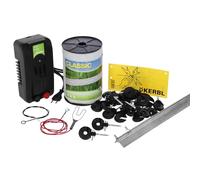 Kerbl Kit Clôture Électrique Classic, Électrificateur N500 230V, 200m Ruban 10mm, Isolateurs, Piquet de Terre