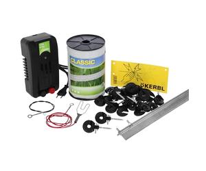 Kerbl Kit Clôture Électrique Classic, Électrificateur N500 230V, 200m Ruban 10mm, Isolateurs, Piquet de Terre