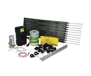 Kerbl Kit Clôture Électrique Paddock, Électrificateur 230V/0,5J, 200m Ruban, Piquets et Accessoires