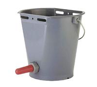 Kerbl Küber 144 Seau à Abreuvoir avec soupape d'aspiration (Abreuvoir pour bovins, avec Super Ventouse et vanne à vis, contenance 8 litres) Gris/Rouge